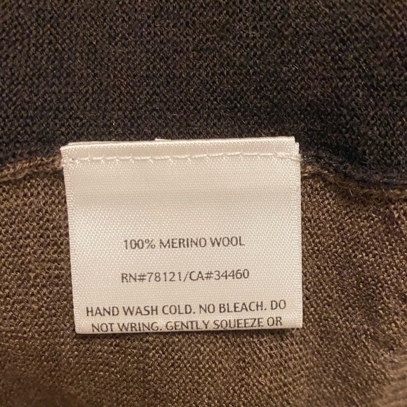 Eileen Fisher Brown Merino Wool Color Block V-Neck Sweater Dress Petite Small - Picture 8 of 9